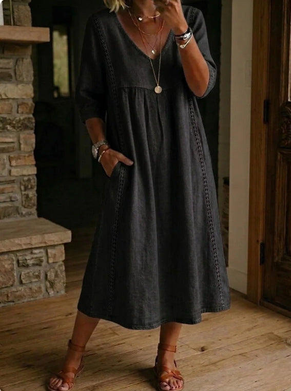 BEAUMONT NICE | ROBE MIDI CLASSIQUE COL V FEMME