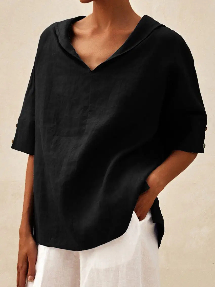 BEAUMONT NICE | BLOUSE EN LIN À COL EN V POUR FEMMES