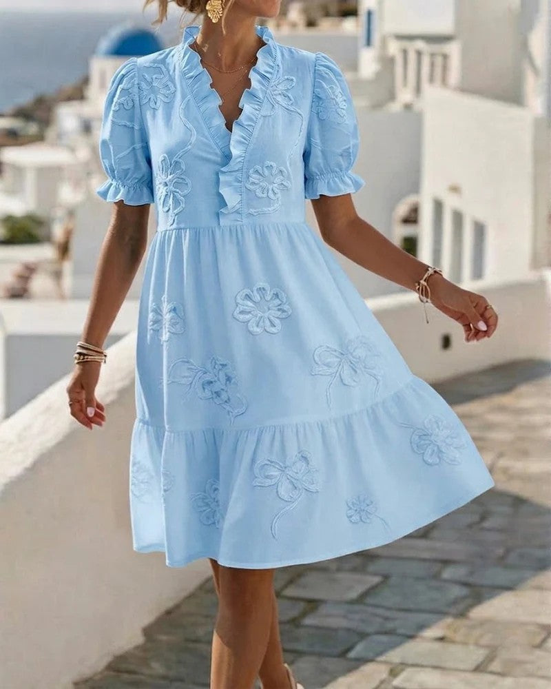 BEAUMONT NICE | ROBE À VOLANTS BRODÉE POUR FEMMES