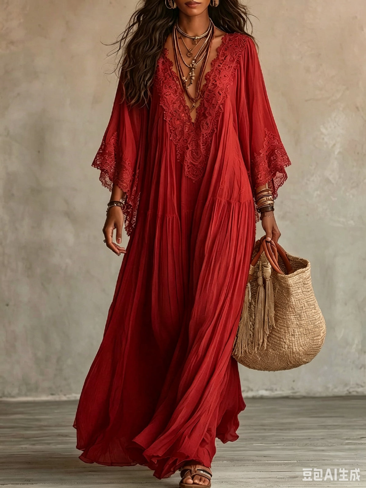 BEAUMONT NICE | ROBE MAXI AVEC DENTELLE POUR FEMMES