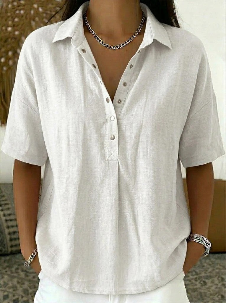 BEAUMONT NICE | BLOUSE À COL EN V AVEC BOUTONS POUR FEMMES