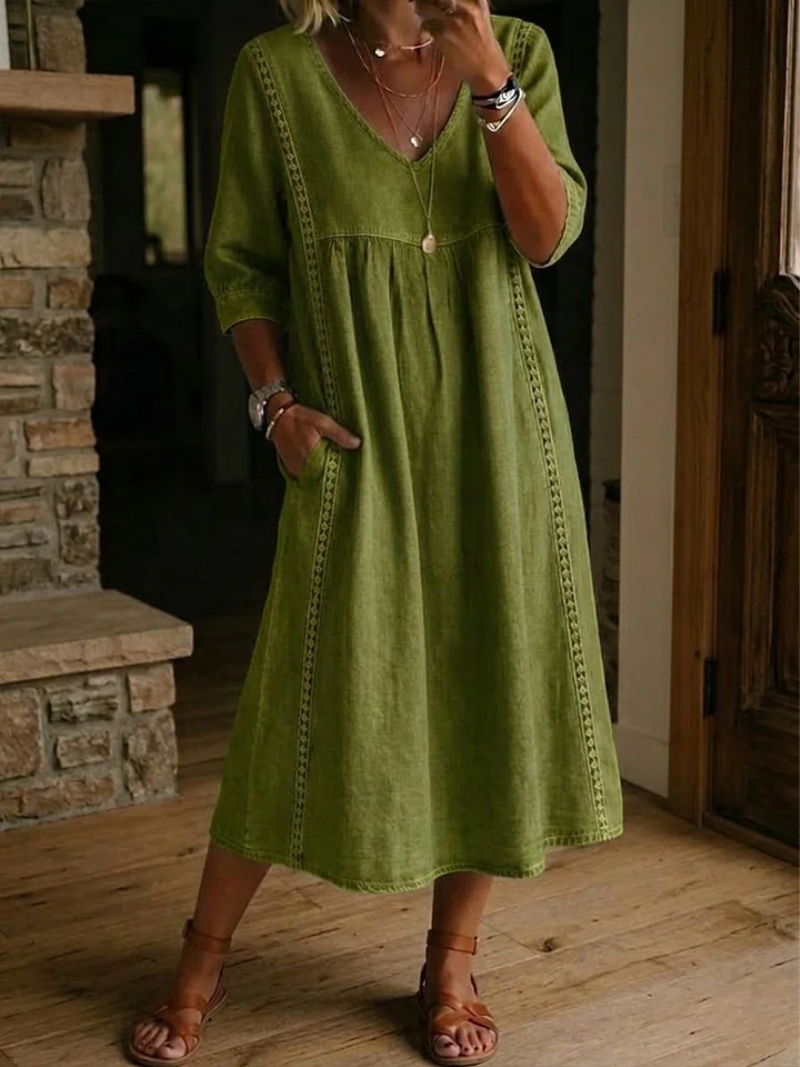 BEAUMONT NICE | ROBE MIDI CLASSIQUE COL V FEMME