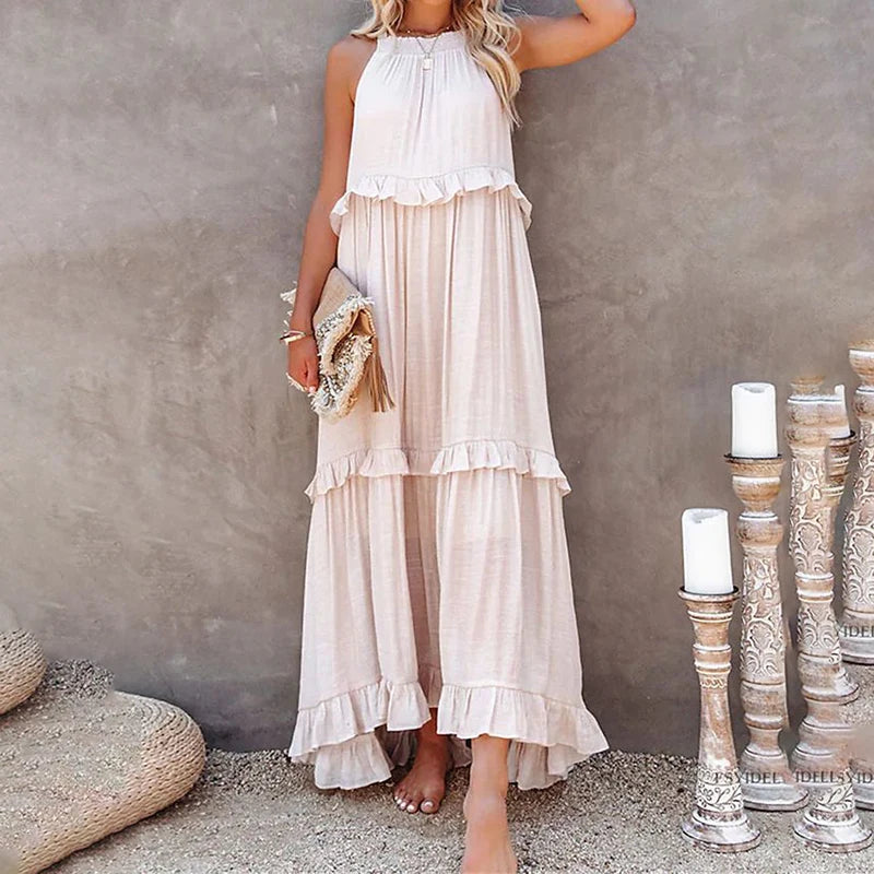 BEAUMONT NICE | ROBE MAXI À VOLANTS POUR FEMMES