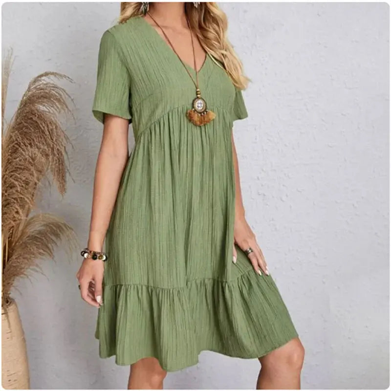 BEAUMONT NICE | ROBE D'ÉTÉ CHIC À MANCHES COURTES POUR FEMME