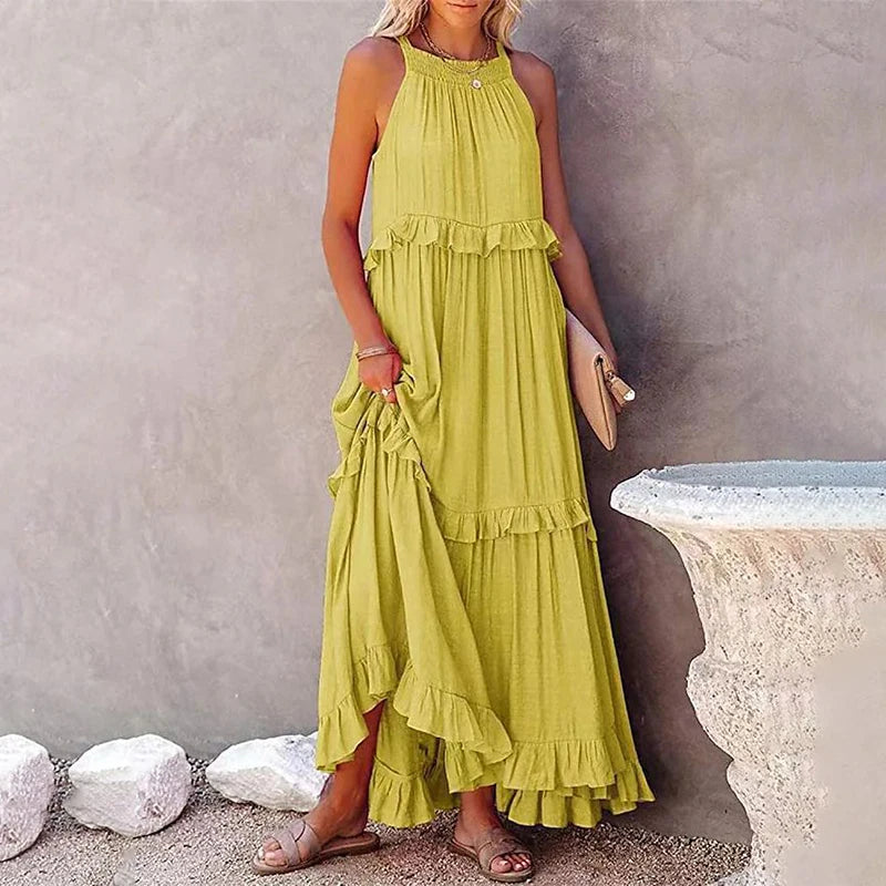 BEAUMONT NICE | ROBE MAXI À VOLANTS POUR FEMMES