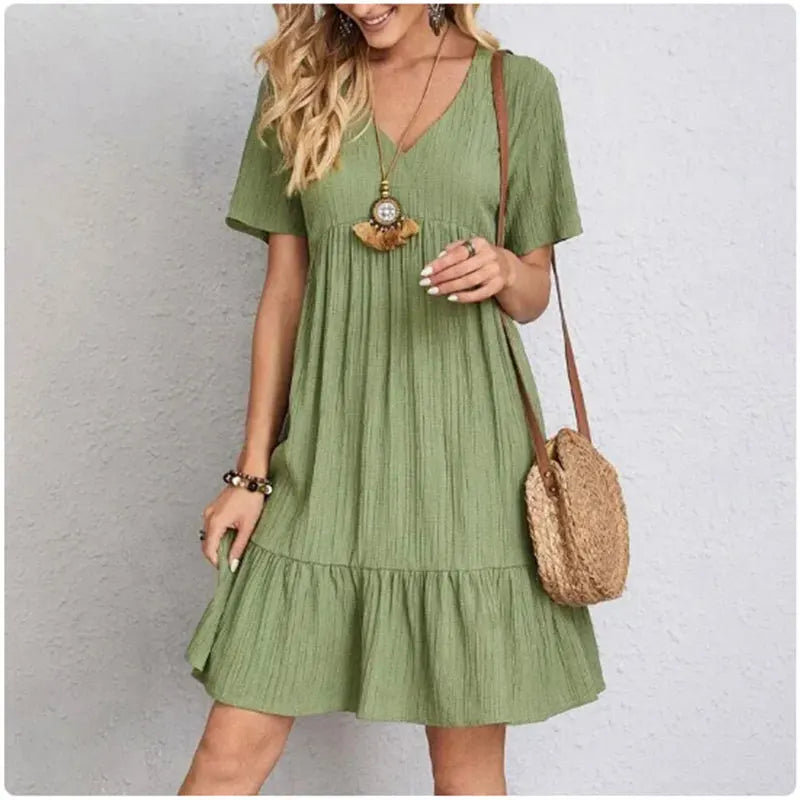 BEAUMONT NICE | ROBE D'ÉTÉ CHIC À MANCHES COURTES POUR FEMME