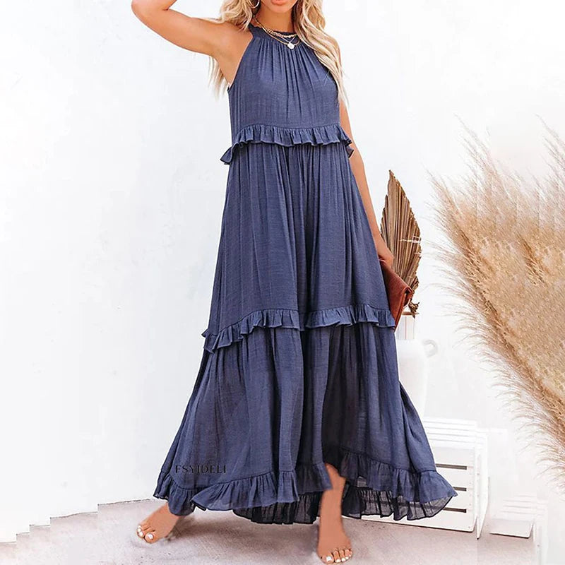 BEAUMONT NICE | ROBE MAXI À VOLANTS POUR FEMMES