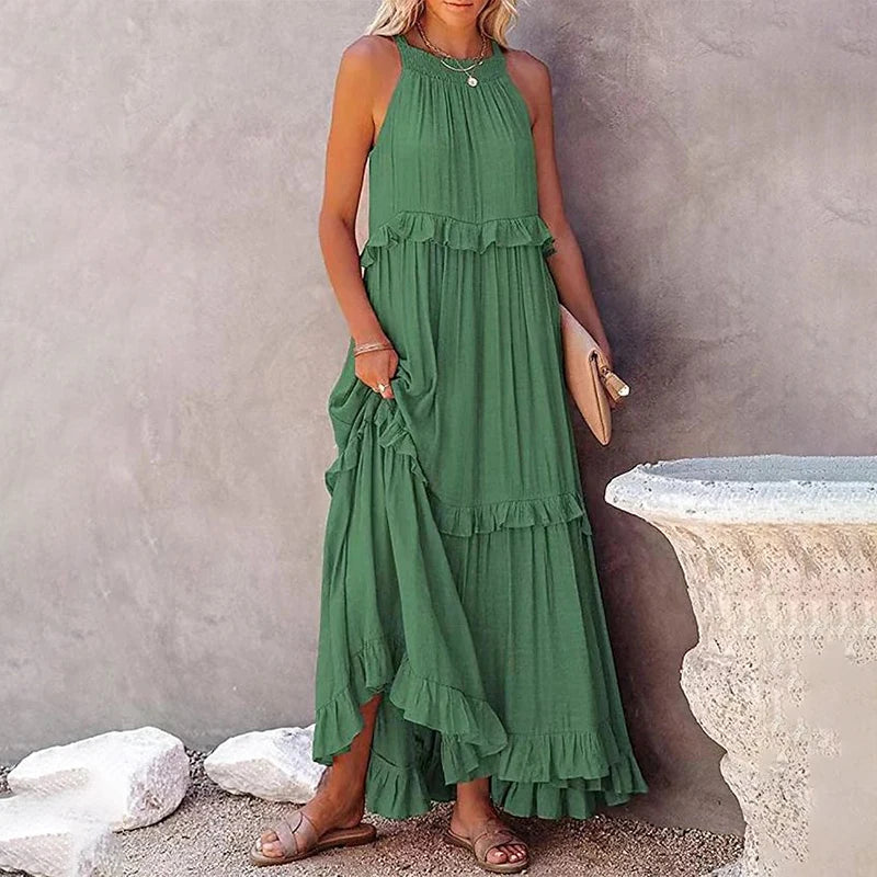 BEAUMONT NICE | ROBE MAXI À VOLANTS POUR FEMMES