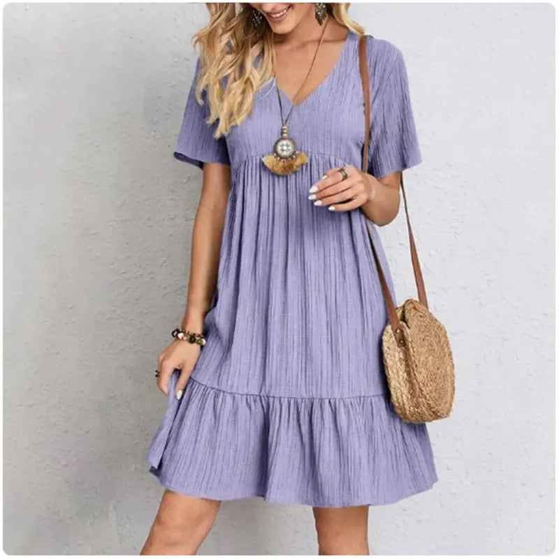 BEAUMONT NICE | ROBE D'ÉTÉ CHIC À MANCHES COURTES POUR FEMME
