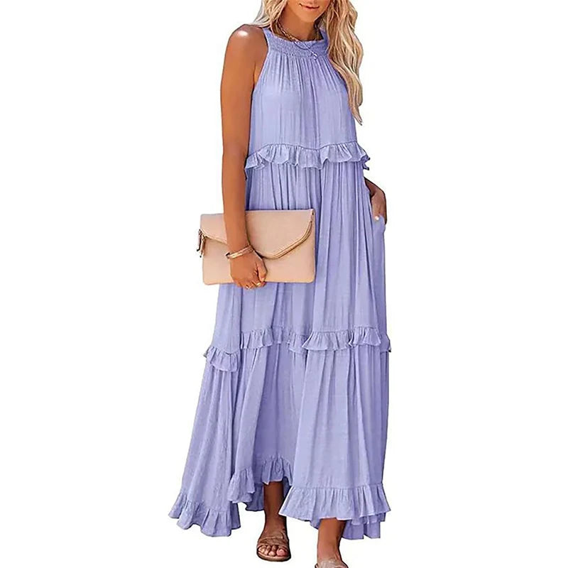BEAUMONT NICE | ROBE MAXI À VOLANTS POUR FEMMES