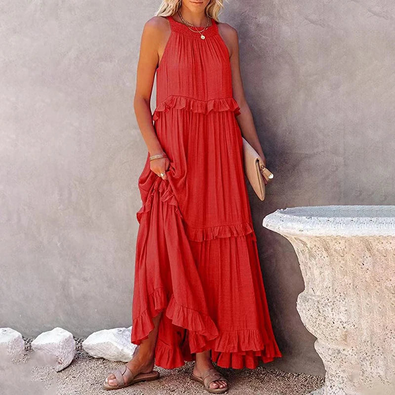 BEAUMONT NICE | ROBE MAXI À VOLANTS POUR FEMMES