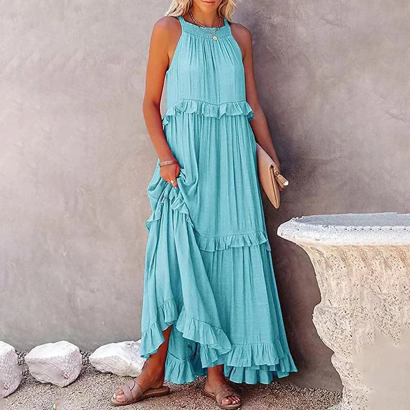 BEAUMONT NICE | ROBE MAXI À VOLANTS POUR FEMMES