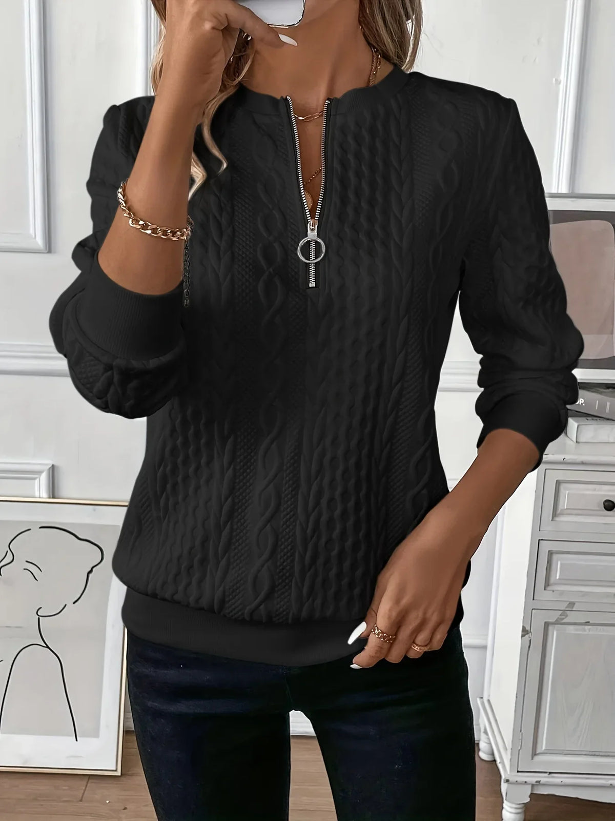BEAUMONT NICE | SWEAT ZIPPÉ TEXTURÉ POUR FEMMES
