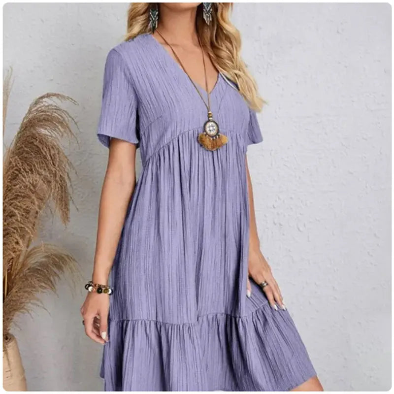 BEAUMONT NICE | ROBE D'ÉTÉ CHIC À MANCHES COURTES POUR FEMME