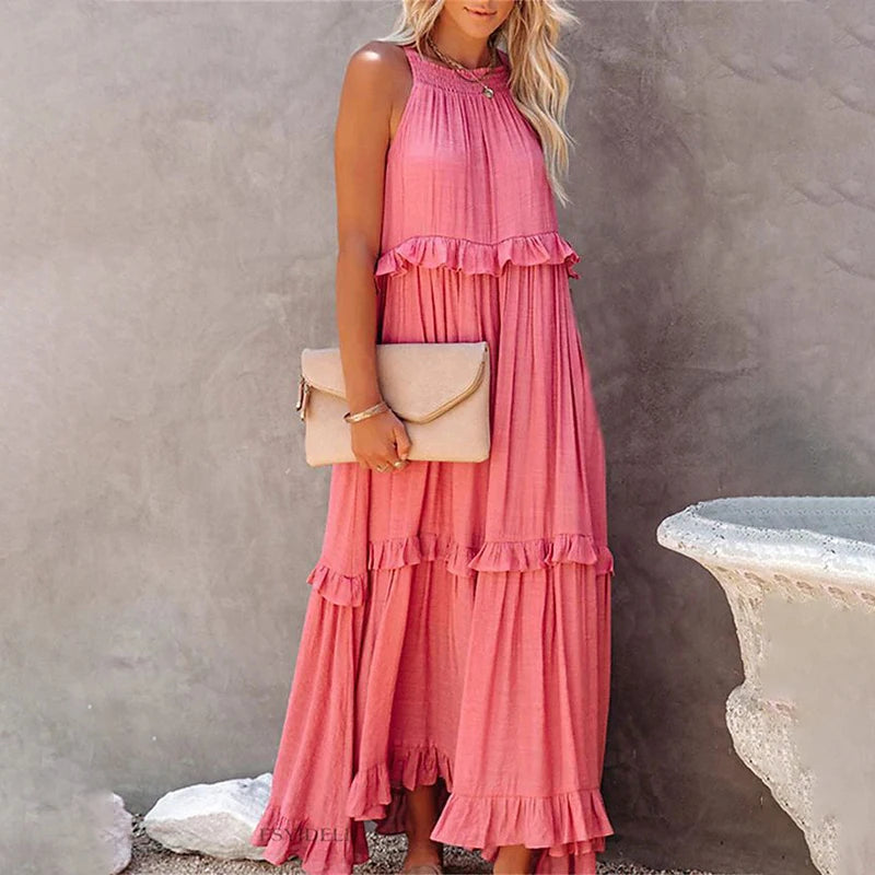 BEAUMONT NICE | ROBE MAXI À VOLANTS POUR FEMMES