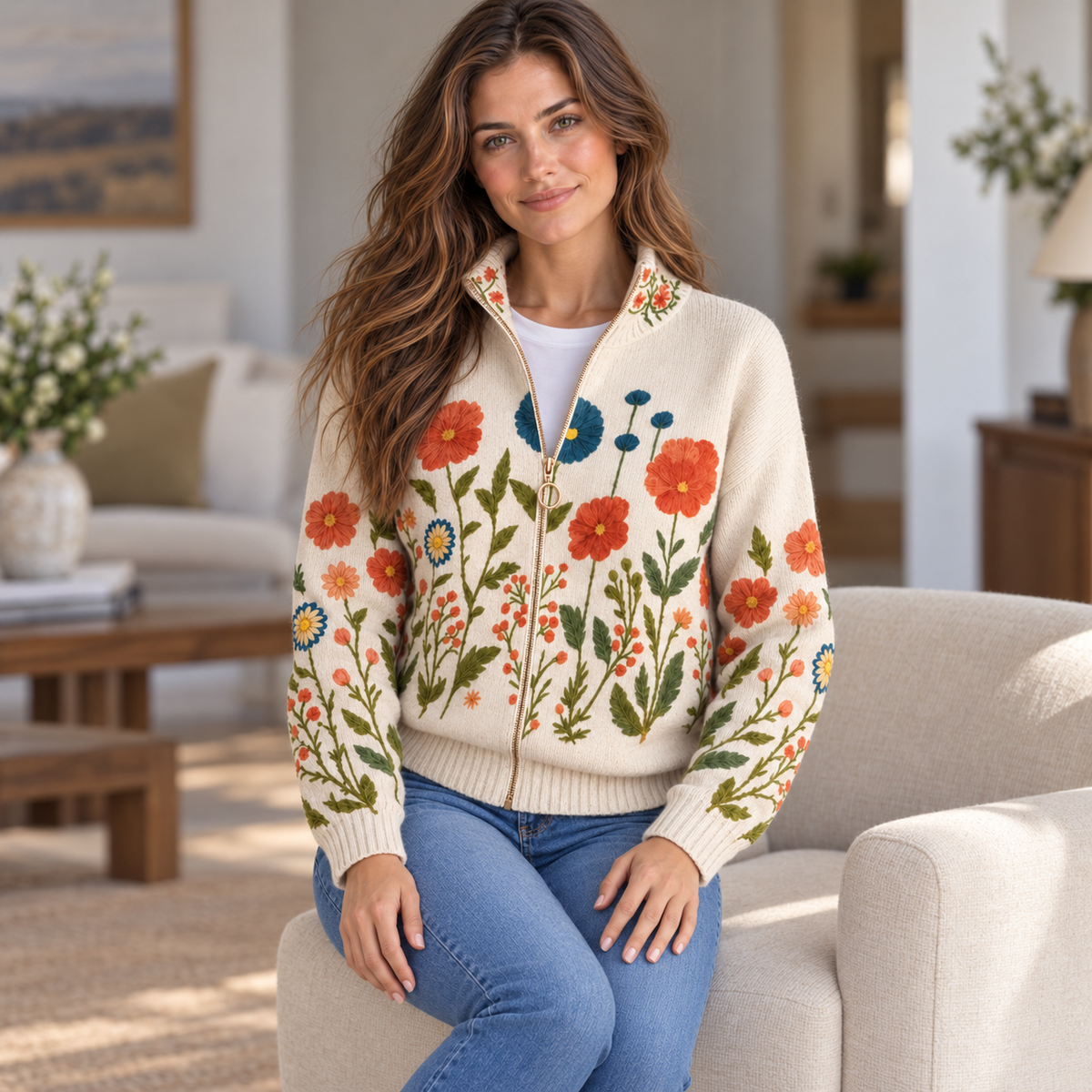 BEAUMONT NICE | GILET EN FLORAL ZIPPÉ POUR FEMMES