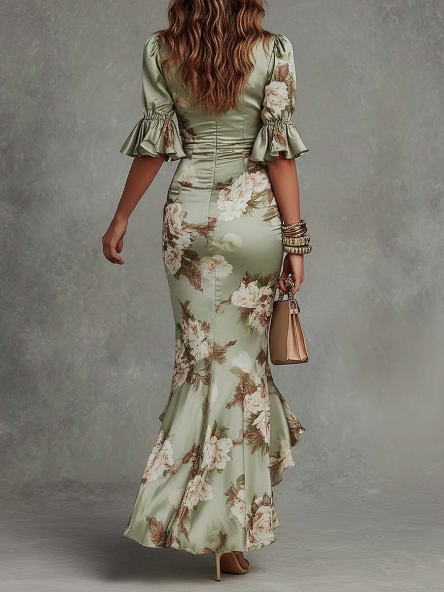 BEAUMONT NICE | ROBE EN SATIN FLORAL POUR FEMMES