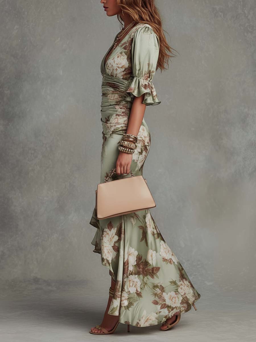 BEAUMONT NICE | ROBE EN SATIN FLORALE POUR FEMMES
