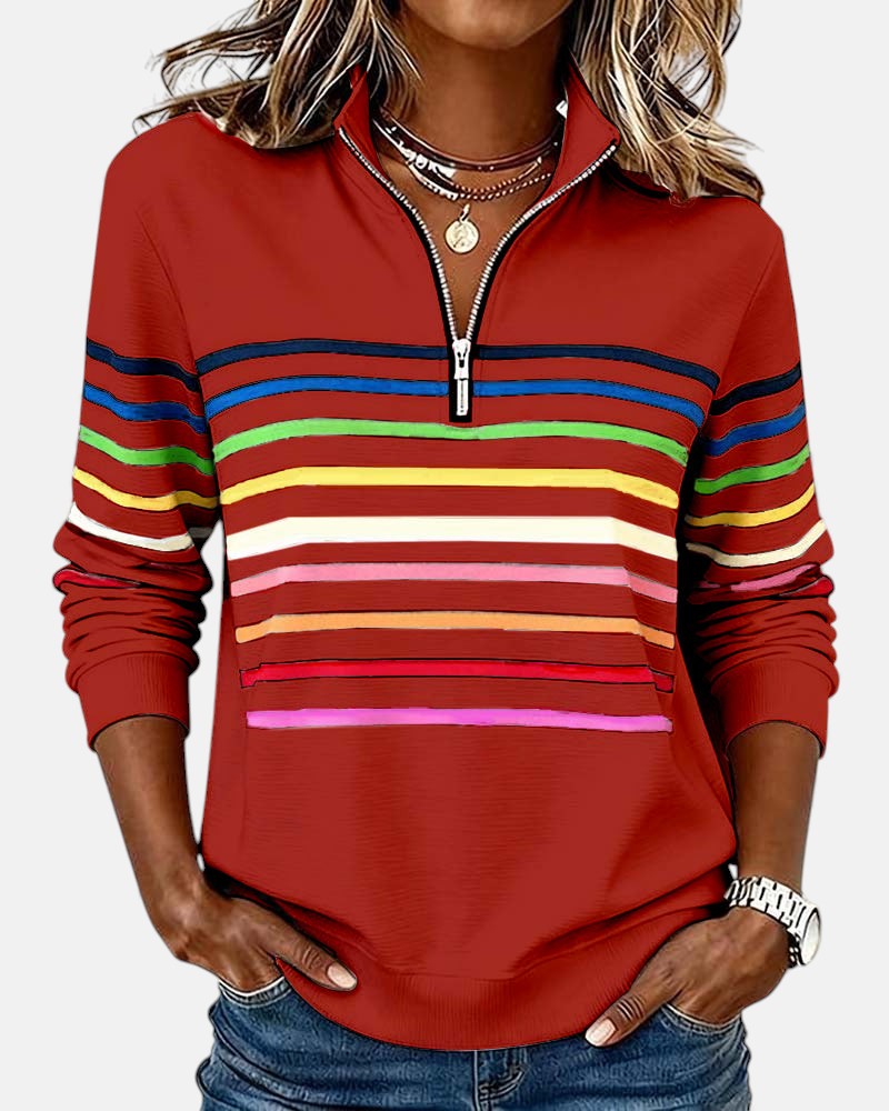 BEAUMONT NICE | PULL RAYÉ À FERMETURE ÉCLAIR POUR FEMMES