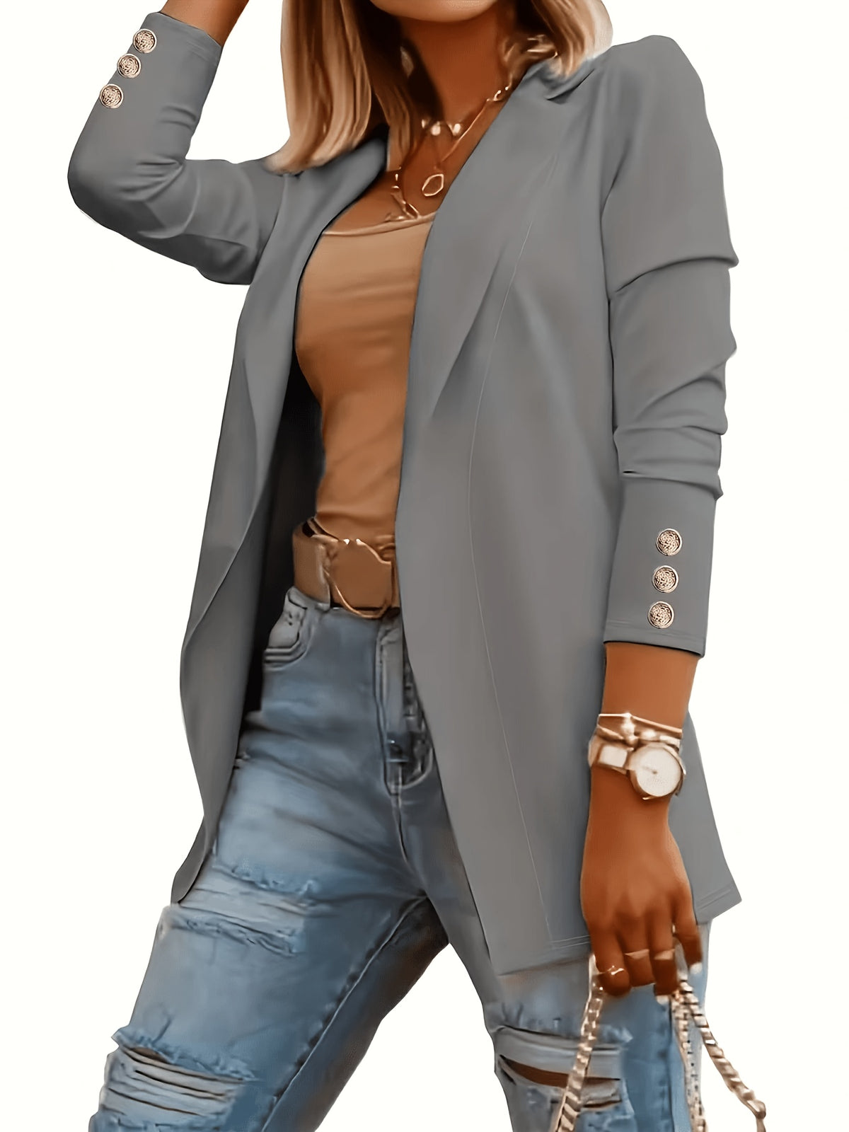 BEAUMONT NICE | BLAZER À BOUTONS EN OR POUR FEMMES