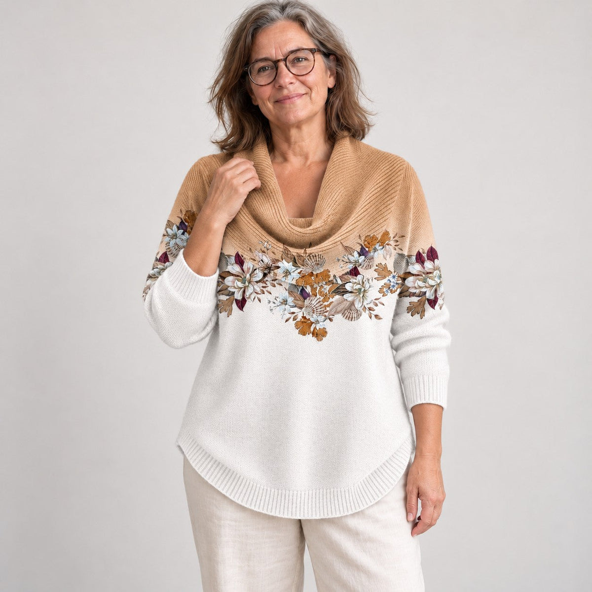 BEAUMONT NICE | PULL EN FLORALE DRAPÉ POUR FEMMES
