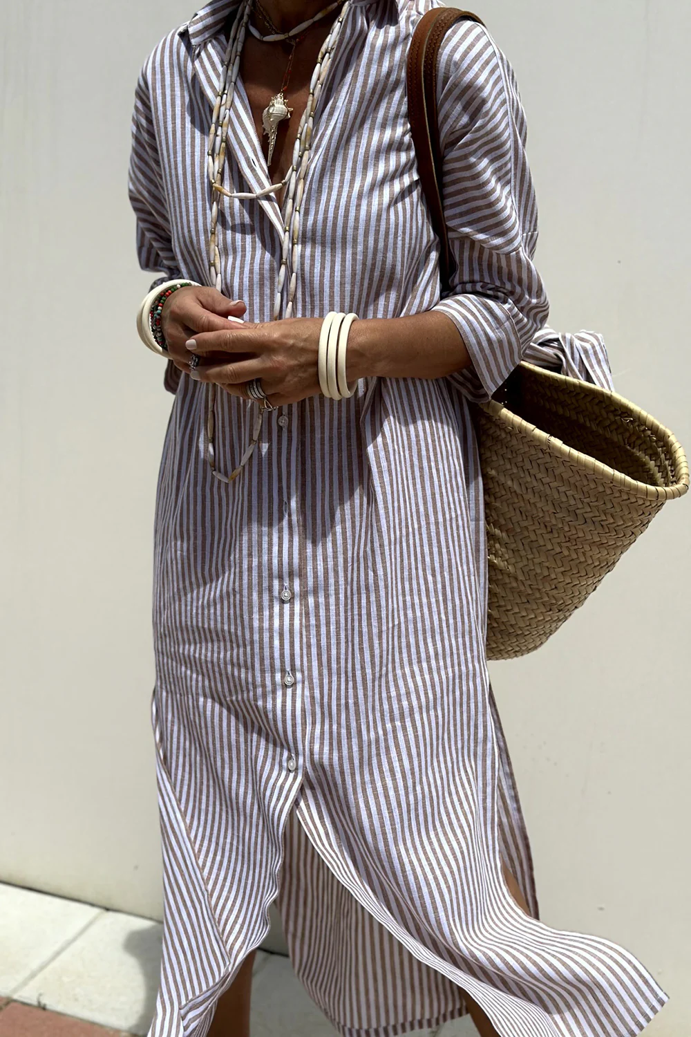 BEAUMONT NICE | ROBE MIDI À RAYURES DÉTENDUE POUR FEMMES