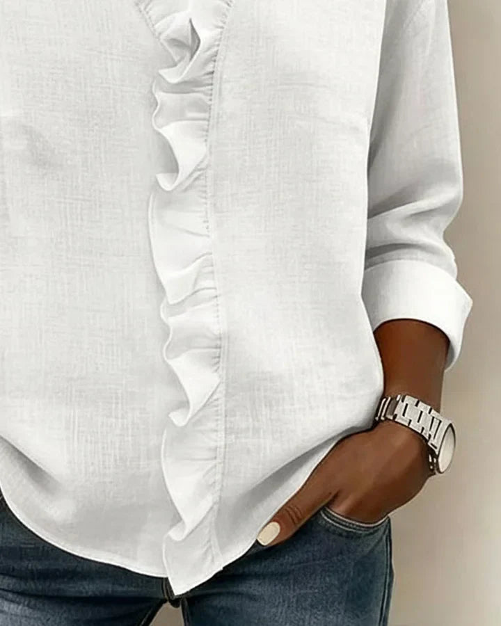 BEAUMONT NICE | BLOUSE À COL VOLANTÉ EN V POUR FEMMES