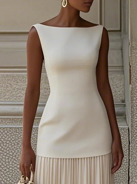 BEAUMONT NICE | ROBE LONGUE SANS MANCHES À PLIS POUR FEMMES
