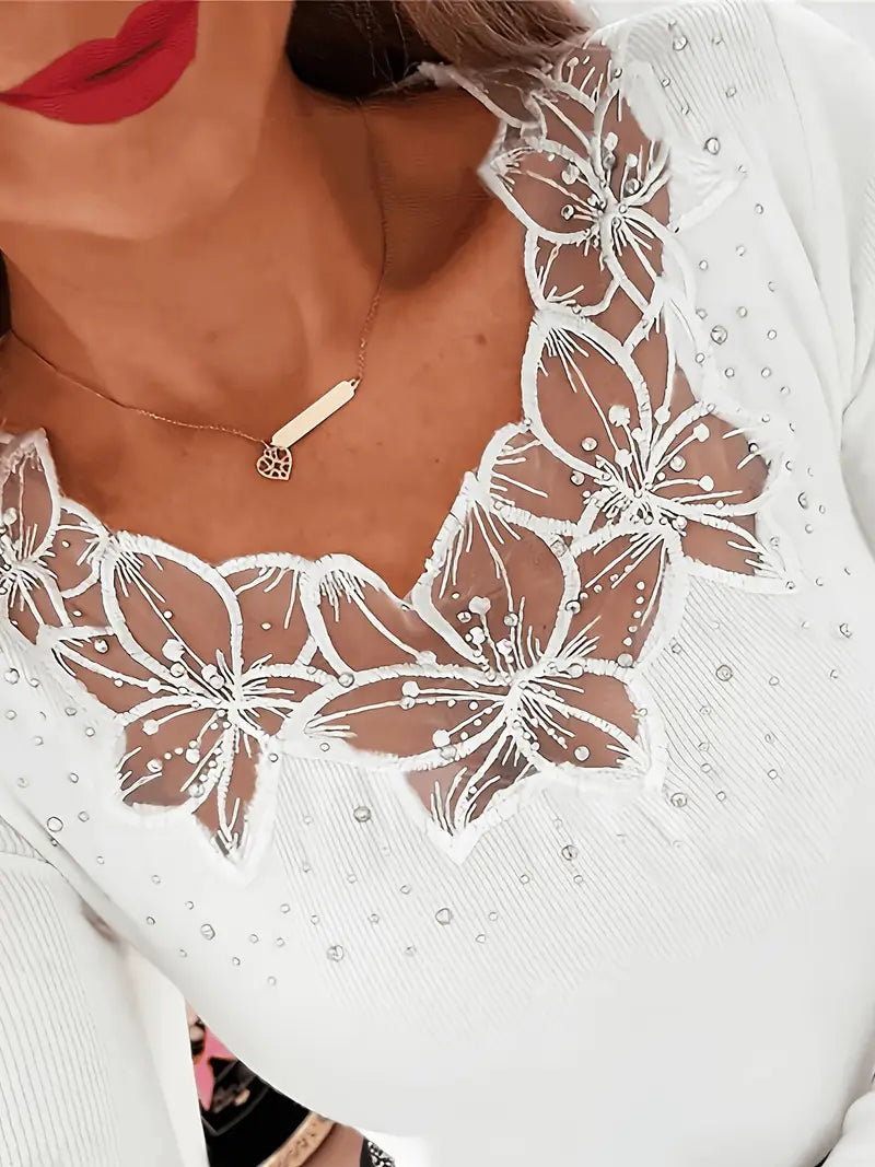 BEAUMONT NICE | HAUT COL V EN DENTELLE POUR FEMMES
