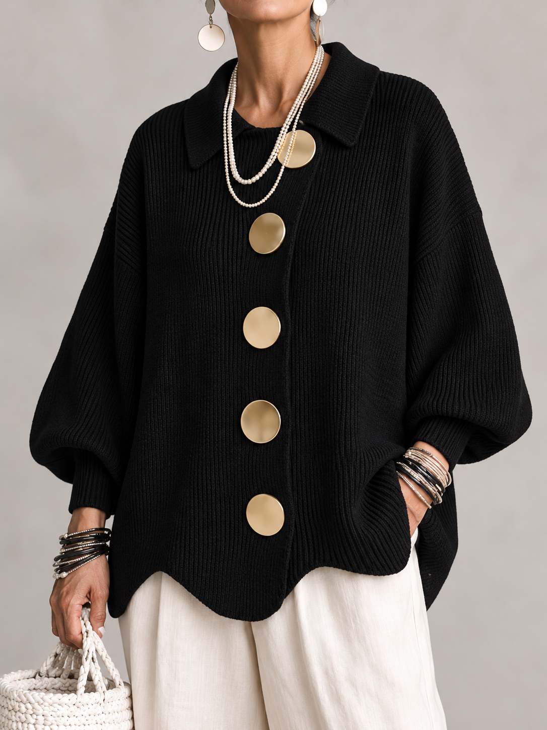 BEAUMONT NICE | GILET EN TRICOTÉE À COL OVERSIZE POUR FEMMES