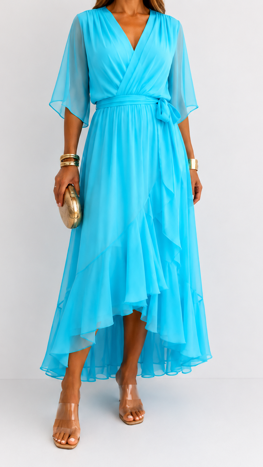 BEAUMONT NICE | ROBE EN CHIFFON À ENVELOPPER POUR FEMMES