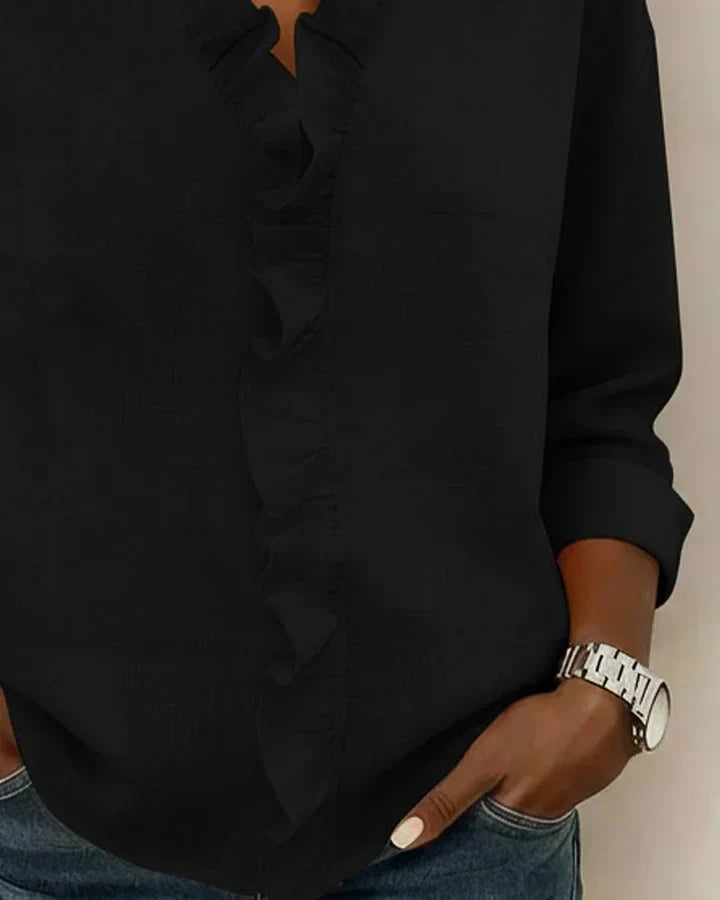 BEAUMONT NICE | BLOUSE À COL VOLANTÉ EN V POUR FEMMES