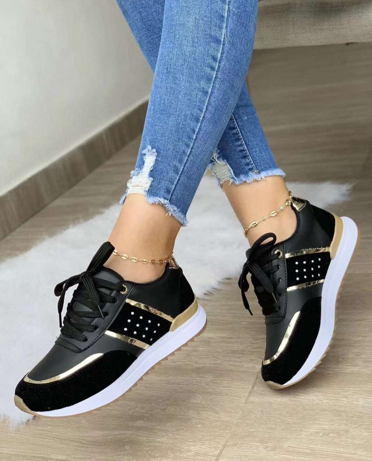 BEAUMONT NICE | BASKETS MÉTALLIQUES À CLOUS POUR FEMMES