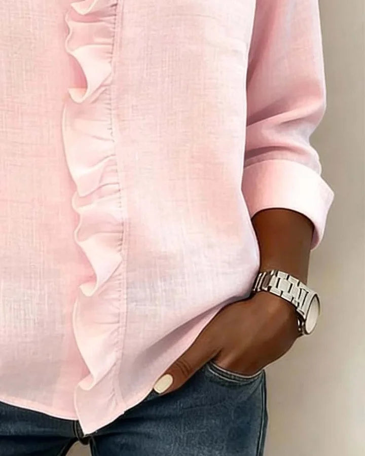 BEAUMONT NICE | BLOUSE À COL VOLANTÉ EN V POUR FEMMES