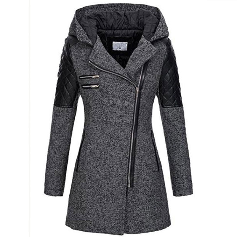 BEAUMONT NICE | MANTEAU À CAPUCHE ZIP ASYMÉTRIQUE POUR FEMMES