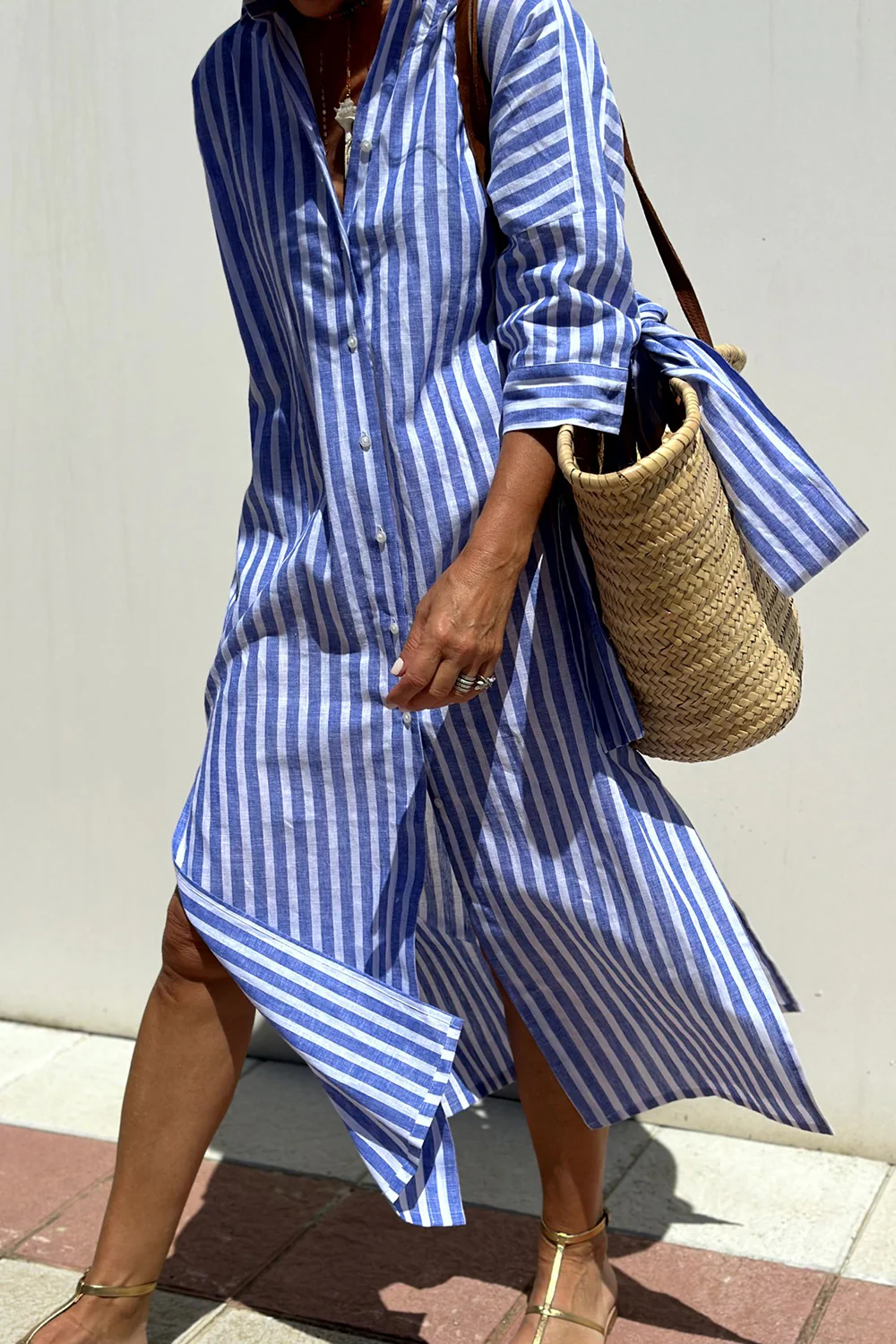 BEAUMONT NICE | ROBE MIDI À RAYURES DÉTENDUE POUR FEMMES
