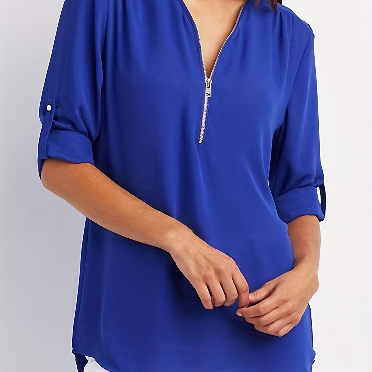 BEAUMONT NICE | BLOUSE À COL EN V ZIP POUR FEMMES