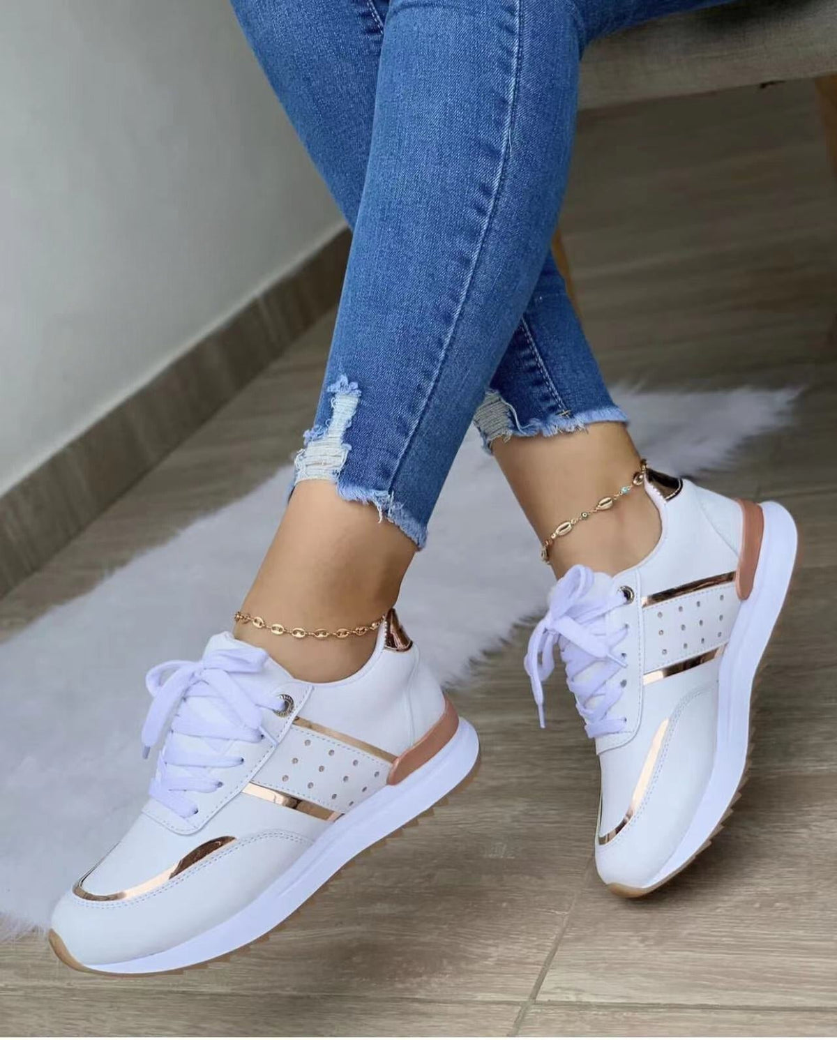 BEAUMONT NICE | BASKETS MÉTALLIQUES À CLOUS POUR FEMMES