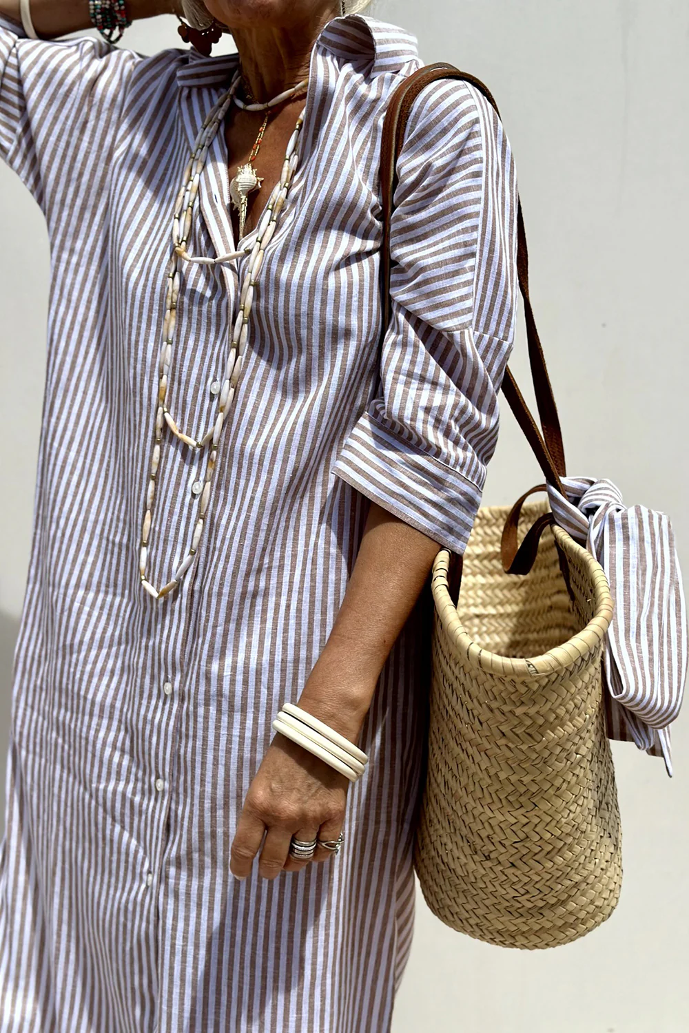 BEAUMONT NICE | ROBE MIDI À RAYURES DÉTENDUE POUR FEMMES