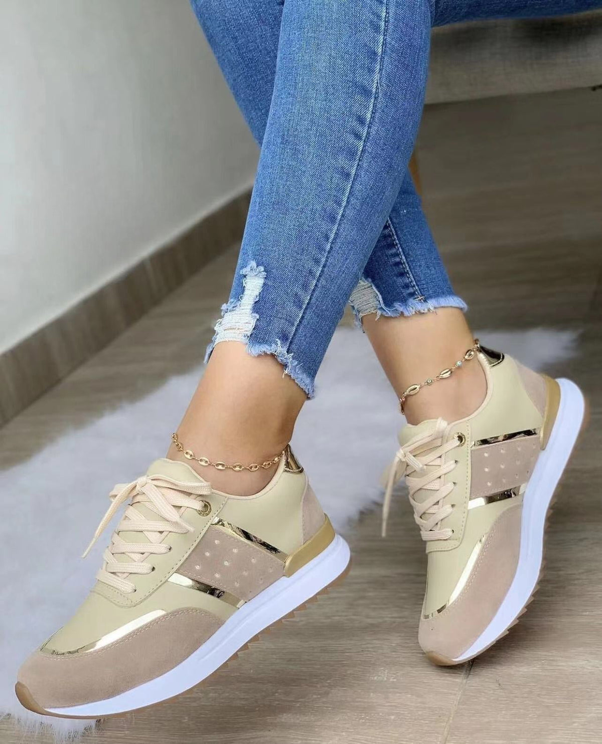 BEAUMONT NICE | BASKETS MÉTALLIQUES À CLOUS POUR FEMMES
