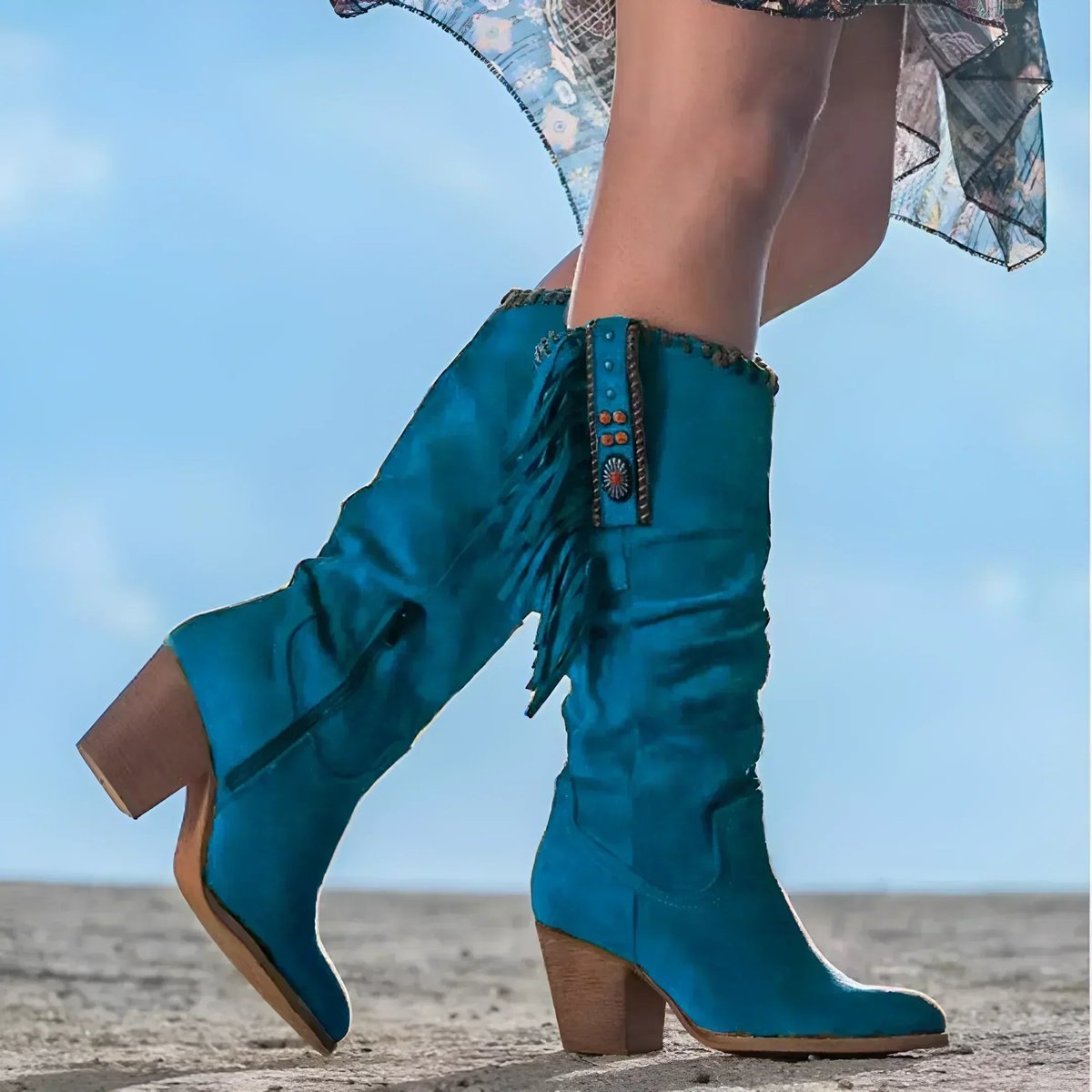 BEAUMONT NICE | BOTTES EN DAIM HAUTES À FRANGES POUR FEMMES