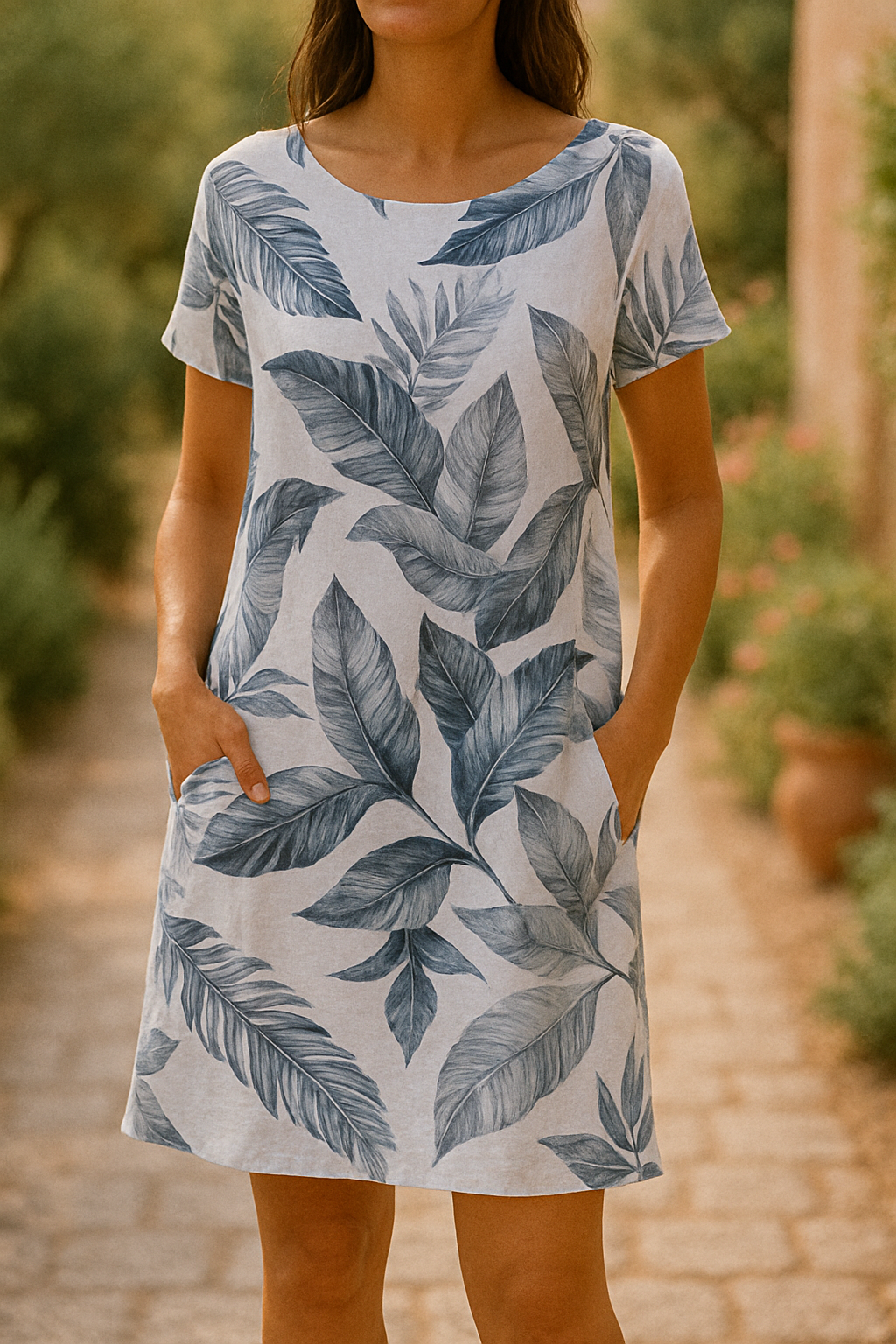 BEAUMONT NICE | ROBE IMPRIMÉE À COL ROND POUR FEMMES