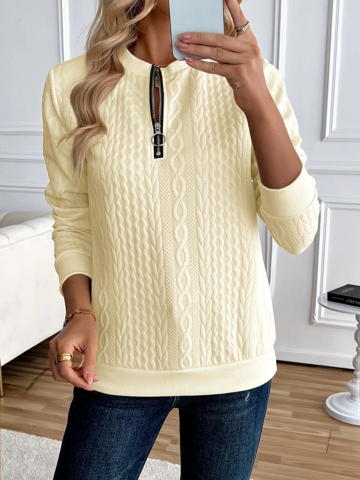 BEAUMONT NICE | SWEAT TEXTURÉ ZIPPÉ POUR FEMMES
