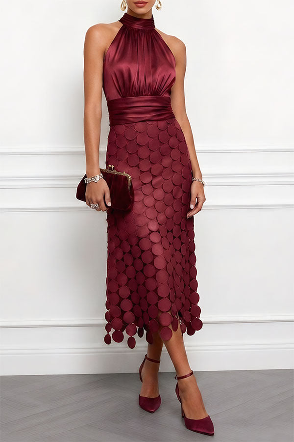 BEAUMONT NICE | ROBE MIDI CHIC À COL HALTER POUR FEMMES