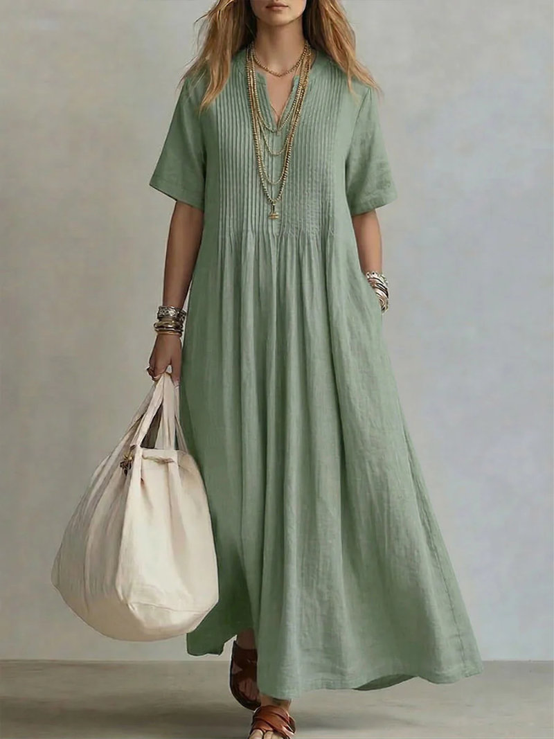 BEAUMONT NICE | ROBE LONGUE PLISSÉE LÂCHE POUR FEMMES