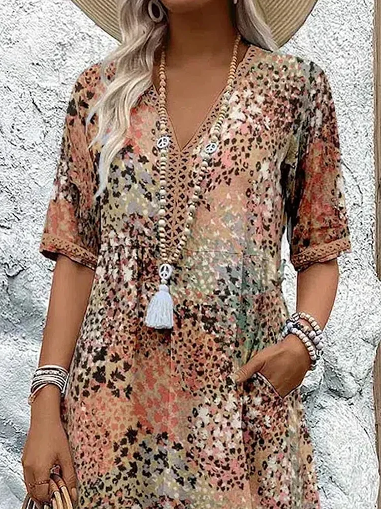 BEAUMONT NICE | ROBE MIDI IMPRIMÉE CLASSIQUE POUR FEMME