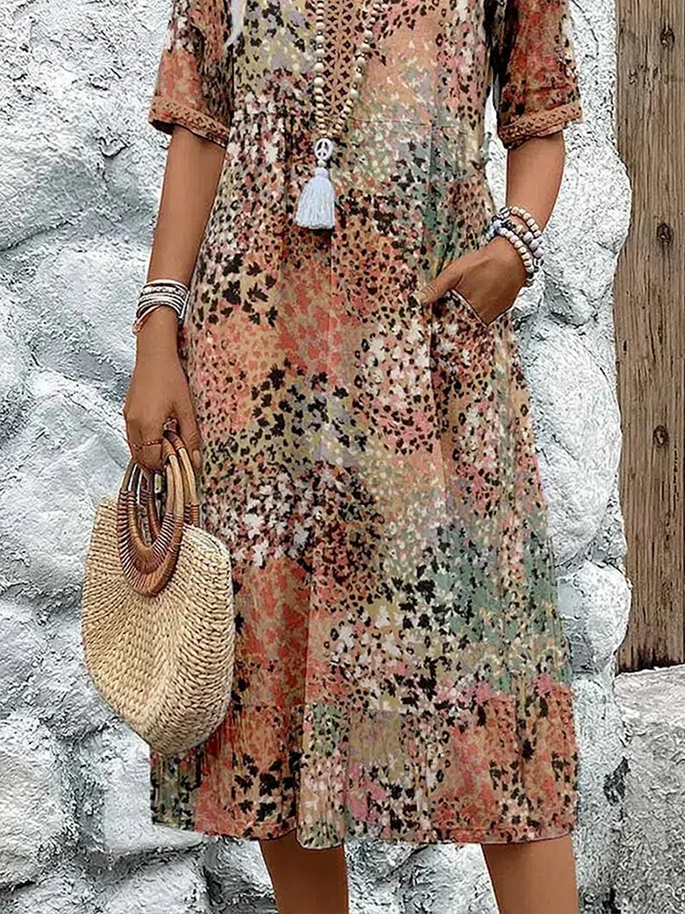 BEAUMONT NICE | ROBE MIDI IMPRIMÉE CLASSIQUE POUR FEMME