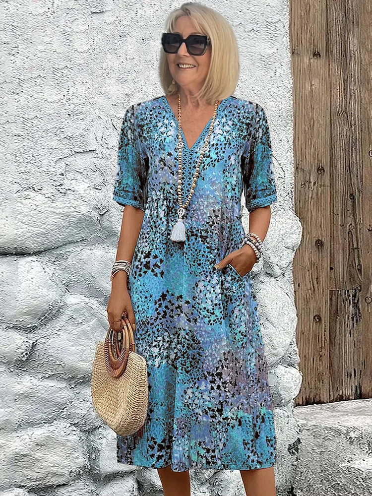 BEAUMONT NICE | ROBE MIDI IMPRIMÉE CLASSIQUE POUR FEMME