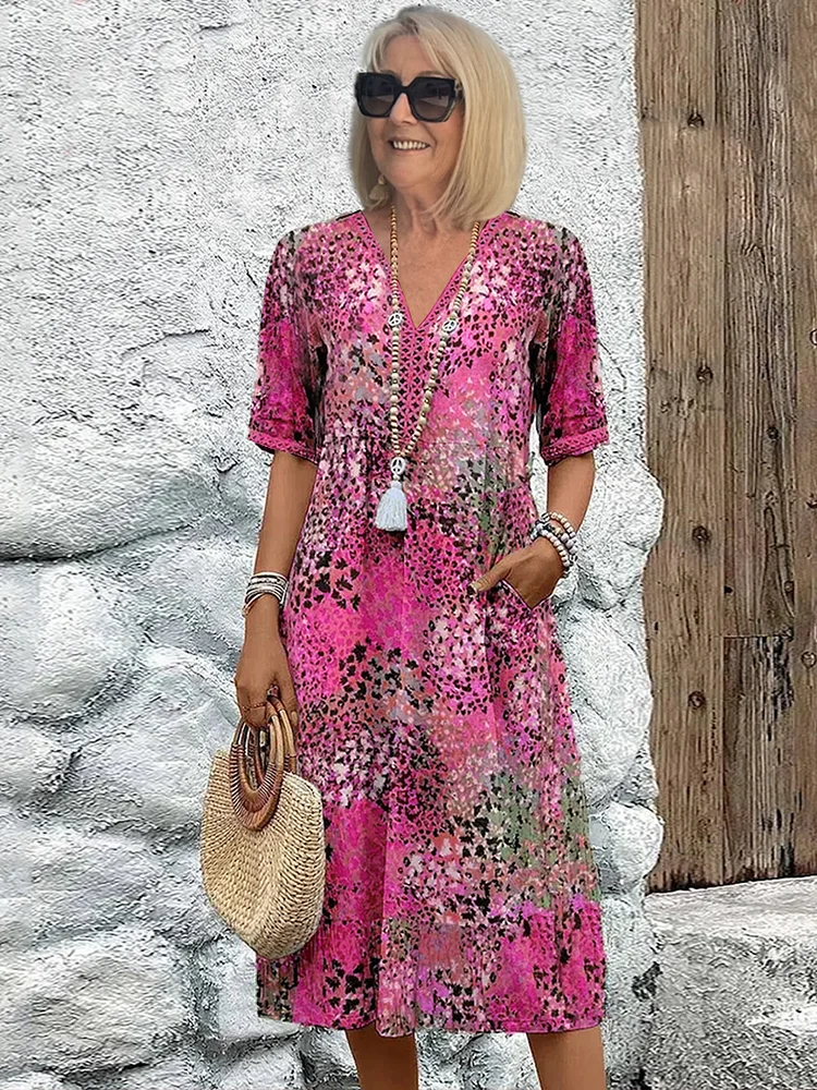 BEAUMONT NICE | ROBE MIDI IMPRIMÉE CLASSIQUE POUR FEMME