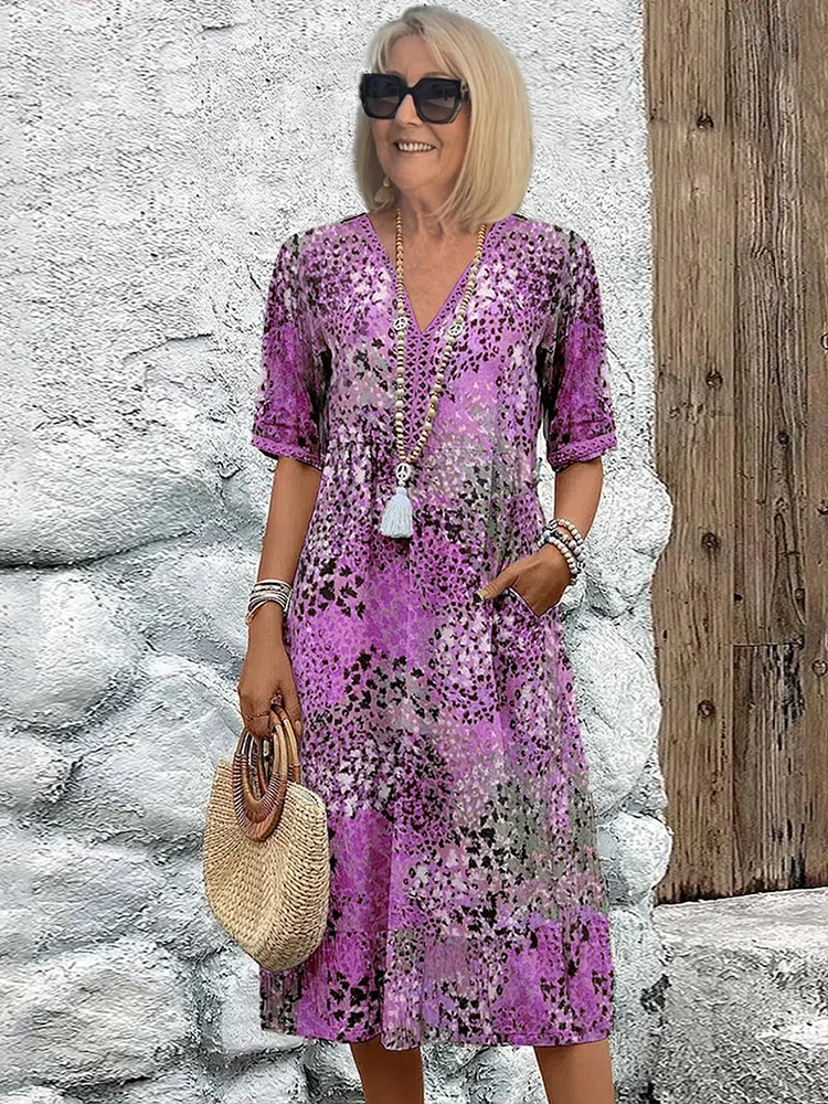 BEAUMONT NICE | ROBE MIDI IMPRIMÉE CLASSIQUE POUR FEMME
